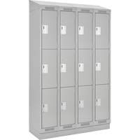 Clean Line Lockers, 3 -tier, Bank of 4, 48" x 18" x 82", Steel, Grey, Rivet (Assembled) PB Rental Co. Ltd.