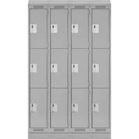 Clean Line Lockers, 3 -tier, Bank of 4, 48" x 18" x 82", Steel, Grey, Rivet (Assembled) PB Rental Co. Ltd.