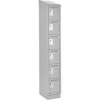 Clean Line Lockerette, 6 -tier, 12" x 18" x 82", Steel, Grey, Rivet (Assembled) PB Rental Co. Ltd.