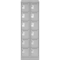 Clean Line Lockerette, 6 -tier, Bank of 2, 24" x 18" x 82", Steel, Grey, Rivet (Assembled) PB Rental Co. Ltd.