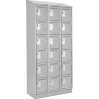 Clean Line Lockerette, 6 -tier, Bank of 3, 36" x 18" x 82", Steel, Grey, Rivet (Assembled) PB Rental Co. Ltd.