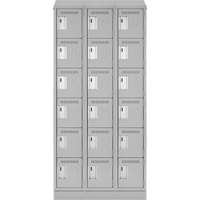 Clean Line Lockerette, 6 -tier, Bank of 3, 36" x 18" x 82", Steel, Grey, Rivet (Assembled) PB Rental Co. Ltd.