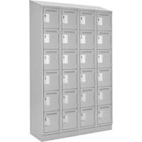 Clean Line Lockerette, 6 -tier, Bank of 4, 48" x 18" x 82", Steel, Grey, Rivet (Assembled) PB Rental Co. Ltd.