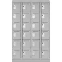 Clean Line Lockerette, 6 -tier, Bank of 4, 48" x 18" x 82", Steel, Grey, Rivet (Assembled) PB Rental Co. Ltd.