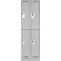Clean Line Lockers, 2 -tier, Bank of 2, 24" x 18" x 76", Steel, Grey, Rivet (Assembled) PB Rental Co. Ltd.