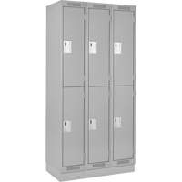 Clean Line Lockers, 2 -tier, Bank of 3, 36" x 18" x 76", Steel, Grey, Rivet (Assembled) PB Rental Co. Ltd.