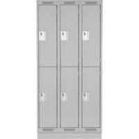 Clean Line Lockers, 2 -tier, Bank of 3, 36" x 18" x 76", Steel, Grey, Rivet (Assembled) PB Rental Co. Ltd.
