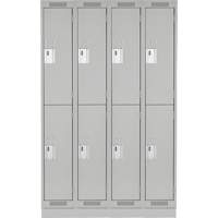 Clean Line Lockers, 2 -tier, Bank of 4, 48" x 18" x 76", Steel, Grey, Rivet (Assembled) PB Rental Co. Ltd.