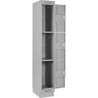 Clean Line Lockers, 3 -tier, Bank of 4, 48" x 18" x 76", Steel, Grey, Rivet (Assembled) PB Rental Co. Ltd.