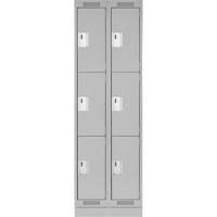 Clean Line Lockers, 3 -tier, Bank of 2, 24" x 18" x 76", Steel, Grey, Rivet (Assembled) PB Rental Co. Ltd.