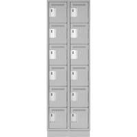 Clean Line Lockerette, 6 -tier, Bank of 2, 24" x 18" x 76", Steel, Grey, Rivet (Assembled) PB Rental Co. Ltd.
