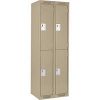Clean Line Lockers, 2 -tier, Bank of 2, 24" x 18" x 72", Steel, Beige, Rivet (Assembled) PB Rental Co. Ltd.