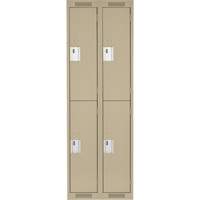 Clean Line Lockers, 2 -tier, Bank of 2, 24" x 18" x 72", Steel, Beige, Rivet (Assembled) PB Rental Co. Ltd.