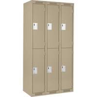 Clean Line Lockers, 2 -tier, Bank of 3, 36" x 18" x 72", Steel, Beige, Rivet (Assembled) PB Rental Co. Ltd.
