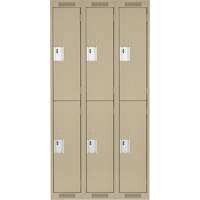 Clean Line Lockers, 2 -tier, Bank of 3, 36" x 18" x 72", Steel, Beige, Rivet (Assembled) PB Rental Co. Ltd.