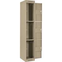 Clean Line Lockers, 3 -tier, Bank of 4, 48" x 18" x 72", Steel, Beige, Rivet (Assembled) PB Rental Co. Ltd.
