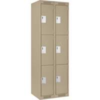 Clean Line Lockers, 3 -tier, Bank of 2, 24" x 18" x 72", Steel, Beige, Rivet (Assembled) PB Rental Co. Ltd.