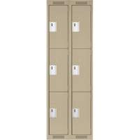 Clean Line Lockers, 3 -tier, Bank of 2, 24" x 18" x 72", Steel, Beige, Rivet (Assembled) PB Rental Co. Ltd.