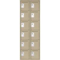 Clean Line Lockerette, 6 -tier, Bank of 2, 24" x 18" x 72", Steel, Beige, Rivet (Assembled) PB Rental Co. Ltd.