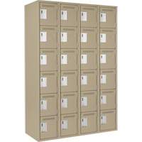 Clean Line Lockerette, 6 -tier, Bank of 4, 48" x 18" x 72", Steel, Beige, Rivet (Assembled) PB Rental Co. Ltd.