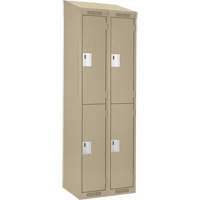 Clean Line Lockers, 2 -tier, Bank of 2, 24" x 18" x 78", Steel, Beige, Rivet (Assembled) PB Rental Co. Ltd.