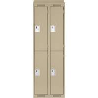 Clean Line Lockers, 2 -tier, Bank of 2, 24" x 18" x 78", Steel, Beige, Rivet (Assembled) PB Rental Co. Ltd.