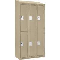 Clean Line Lockers, 2 -tier, Bank of 3, 36" x 18" x 78", Steel, Beige, Rivet (Assembled) PB Rental Co. Ltd.