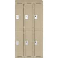 Clean Line Lockers, 2 -tier, Bank of 3, 36" x 18" x 78", Steel, Beige, Rivet (Assembled) PB Rental Co. Ltd.