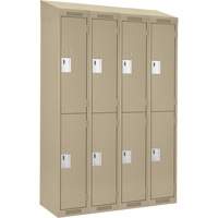 Clean Line Lockers, 2 -tier, Bank of 4, 48" x 18" x 78", Steel, Beige, Rivet (Assembled) PB Rental Co. Ltd.