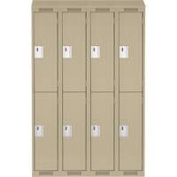 Clean Line Lockers, 2 -tier, Bank of 4, 48" x 18" x 78", Steel, Beige, Rivet (Assembled) PB Rental Co. Ltd.