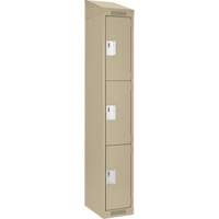 Clean Line Lockers, 3 -tier, 12" x 18" x 78", Steel, Beige, Rivet (Assembled) PB Rental Co. Ltd.