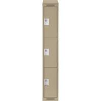 Clean Line Lockers, 3 -tier, 12" x 18" x 78", Steel, Beige, Rivet (Assembled) PB Rental Co. Ltd.