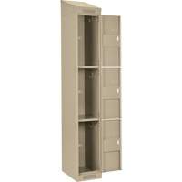 Clean Line Lockers, 3 -tier, Bank of 4, 48" x 18" x 78", Steel, Beige, Rivet (Assembled) PB Rental Co. Ltd.