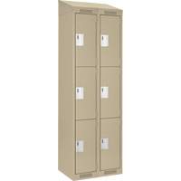 Clean Line Lockers, 3 -tier, Bank of 2, 24" x 18" x 78", Steel, Beige, Rivet (Assembled) PB Rental Co. Ltd.