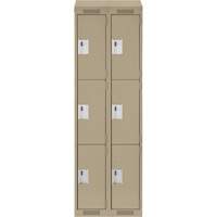 Clean Line Lockers, 3 -tier, Bank of 2, 24" x 18" x 78", Steel, Beige, Rivet (Assembled) PB Rental Co. Ltd.