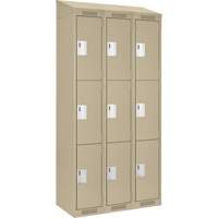 Clean Line Lockers, 3 -tier, Bank of 3, 36" x 18" x 78", Steel, Beige, Rivet (Assembled) PB Rental Co. Ltd.
