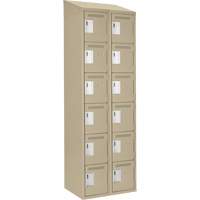 Clean Line Lockerette, 6 -tier, Bank of 2, 24" x 18" x 78", Steel, Beige, Rivet (Assembled) PB Rental Co. Ltd.