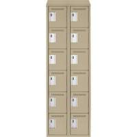 Clean Line Lockerette, 6 -tier, Bank of 2, 24" x 18" x 78", Steel, Beige, Rivet (Assembled) PB Rental Co. Ltd.