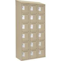 Clean Line Lockerette, 6 -tier, Bank of 3, 36" x 18" x 78", Steel, Beige, Rivet (Assembled) PB Rental Co. Ltd.