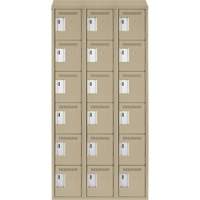 Clean Line Lockerette, 6 -tier, Bank of 3, 36" x 18" x 78", Steel, Beige, Rivet (Assembled) PB Rental Co. Ltd.