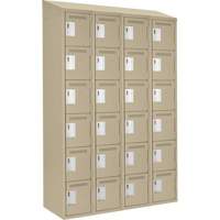 Clean Line Lockerette, 6 -tier, Bank of 4, 48" x 18" x 78", Steel, Beige, Rivet (Assembled) PB Rental Co. Ltd.