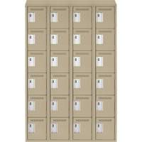 Clean Line Lockerette, 6 -tier, Bank of 4, 48" x 18" x 78", Steel, Beige, Rivet (Assembled) PB Rental Co. Ltd.