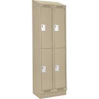 Clean Line Lockers, 2 -tier, Bank of 2, 24" x 18" x 82", Steel, Beige, Rivet (Assembled) PB Rental Co. Ltd.