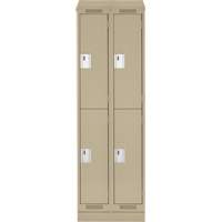 Clean Line Lockers, 2 -tier, Bank of 2, 24" x 18" x 82", Steel, Beige, Rivet (Assembled) PB Rental Co. Ltd.