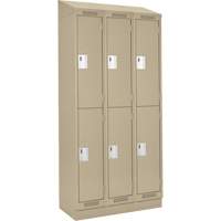 Clean Line Lockers, 2 -tier, Bank of 3, 36" x 18" x 82", Steel, Beige, Rivet (Assembled) PB Rental Co. Ltd.