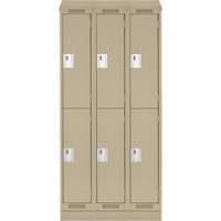 Clean Line Lockers, 2 -tier, Bank of 3, 36" x 18" x 82", Steel, Beige, Rivet (Assembled) PB Rental Co. Ltd.