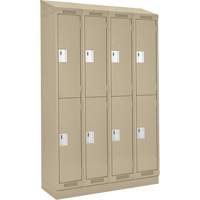 Clean Line Lockers, 2 -tier, Bank of 4, 48" x 18" x 82", Steel, Beige, Rivet (Assembled) PB Rental Co. Ltd.
