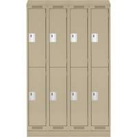 Clean Line Lockers, 2 -tier, Bank of 4, 48" x 18" x 82", Steel, Beige, Rivet (Assembled) PB Rental Co. Ltd.