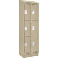 Clean Line Lockers, 3 -tier, Bank of 2, 24" x 18" x 82", Steel, Beige, Rivet (Assembled) PB Rental Co. Ltd.