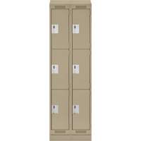 Clean Line Lockers, 3 -tier, Bank of 2, 24" x 18" x 82", Steel, Beige, Rivet (Assembled) PB Rental Co. Ltd.